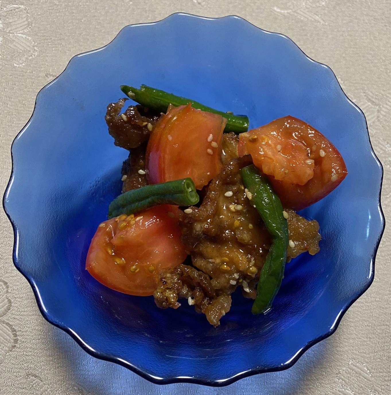 カリカリ豚とトマトの甘酢和え